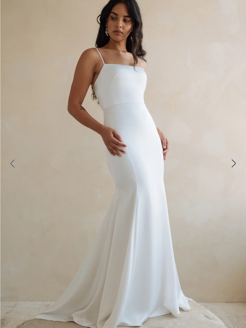 Jenny Yoo Classic White Spaghetti-Strap Mermaid Gown